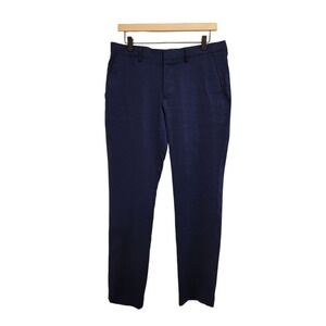Express Innovator Blue Navy Dress Pants Linen Blend Trousers 30 32